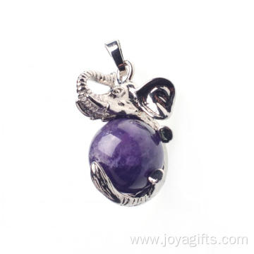 Amethyst Healing Reiki Elephant Pendant Fit Necklace